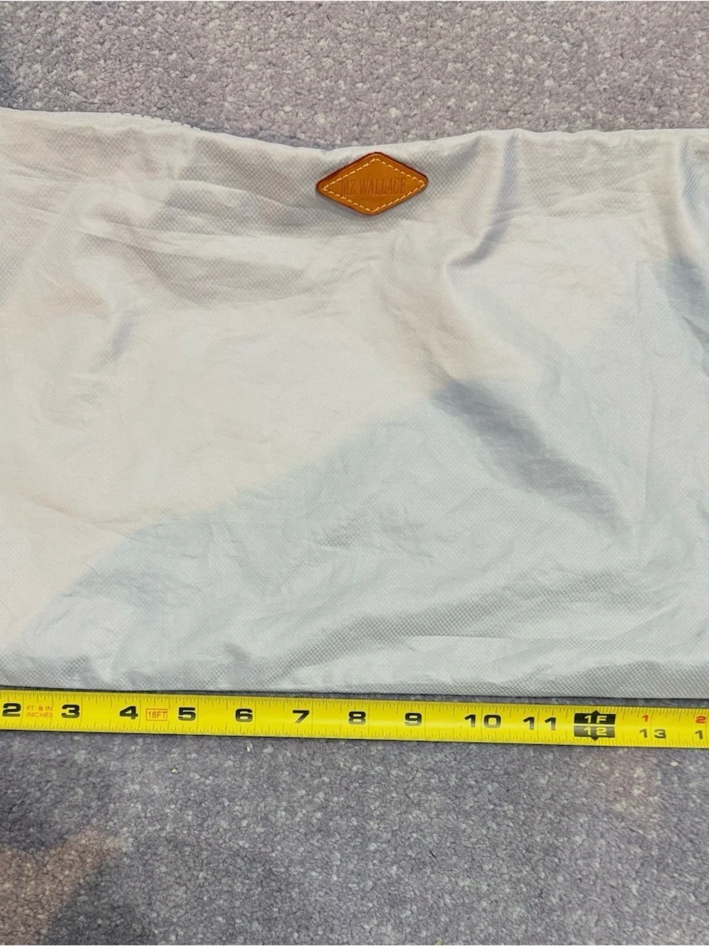 MZ Wallace Light Blue Pouch with Tan Logo Patch